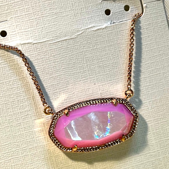 NWT Kendra Scott Delaney Necklace Lavender Pearl & Rose Gold Rare & Retired😊 - Picture 7 of 14
